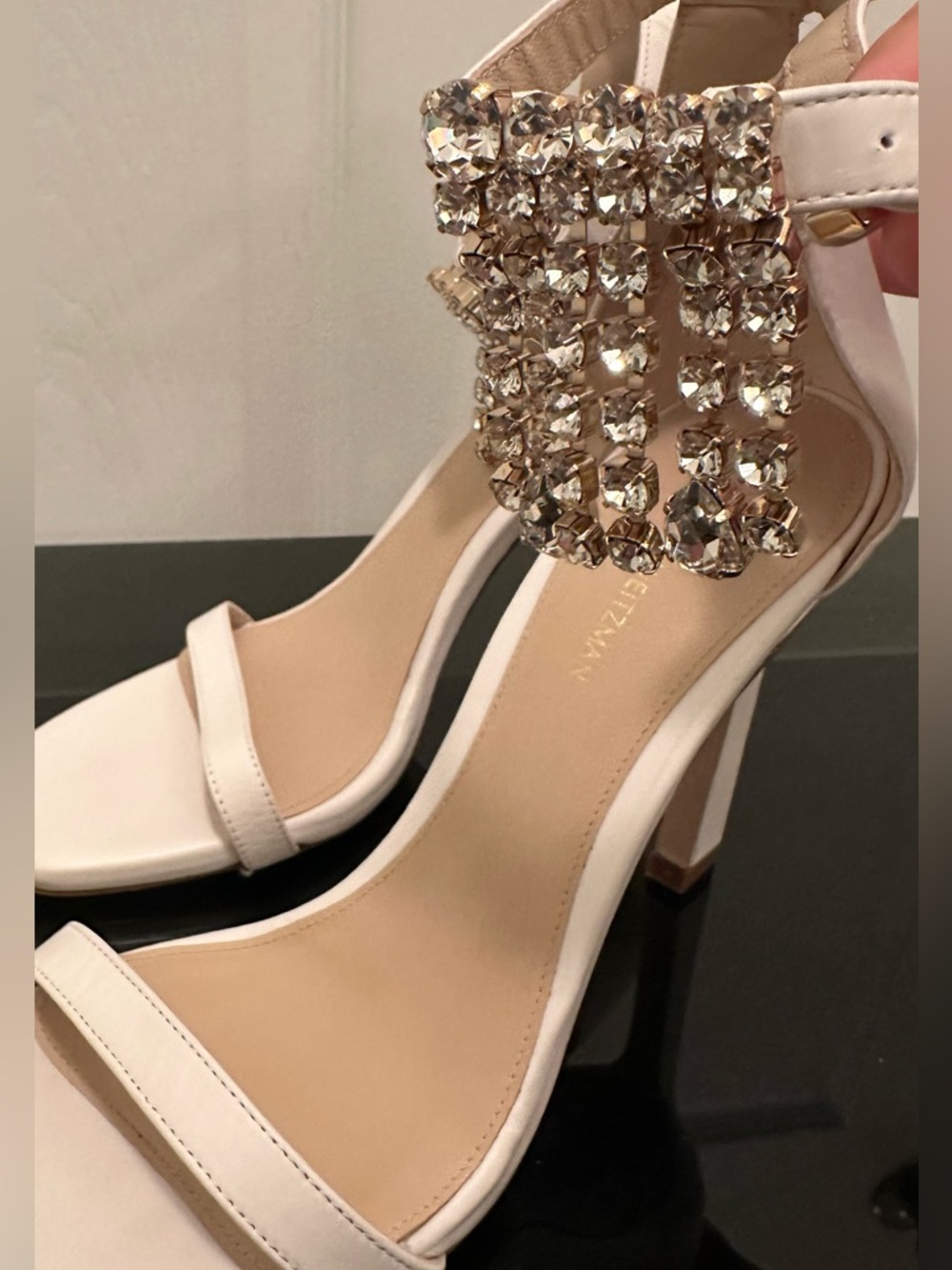 Stuart Weitzman - Embellished White sandal
